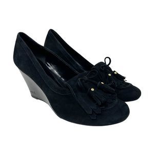Coach Black Suede Wedges